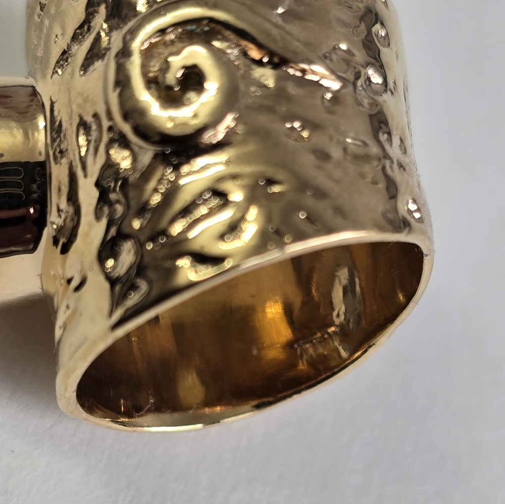 Sterling Silver 925 Gold Textured Ring with Clear Stone - Picture 2 of 8